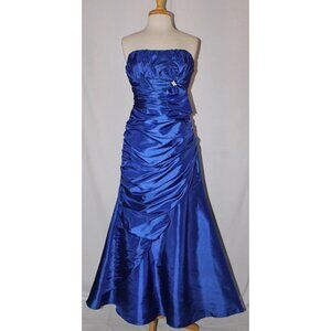 Star Box #835 Taffeta with Ruching Formal Prom Gown-Size M-ROYAL BLUE-NWT
